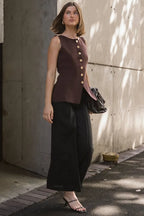White Closet Linen Pant with Front Seam