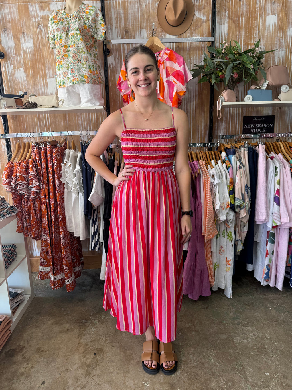 Paper Heart Renata Stripe Midi Dress