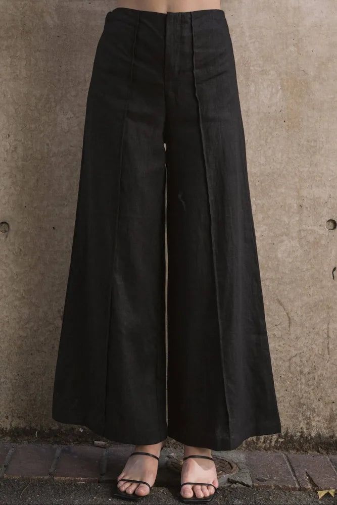 White Closet Linen Pant with Front Seam