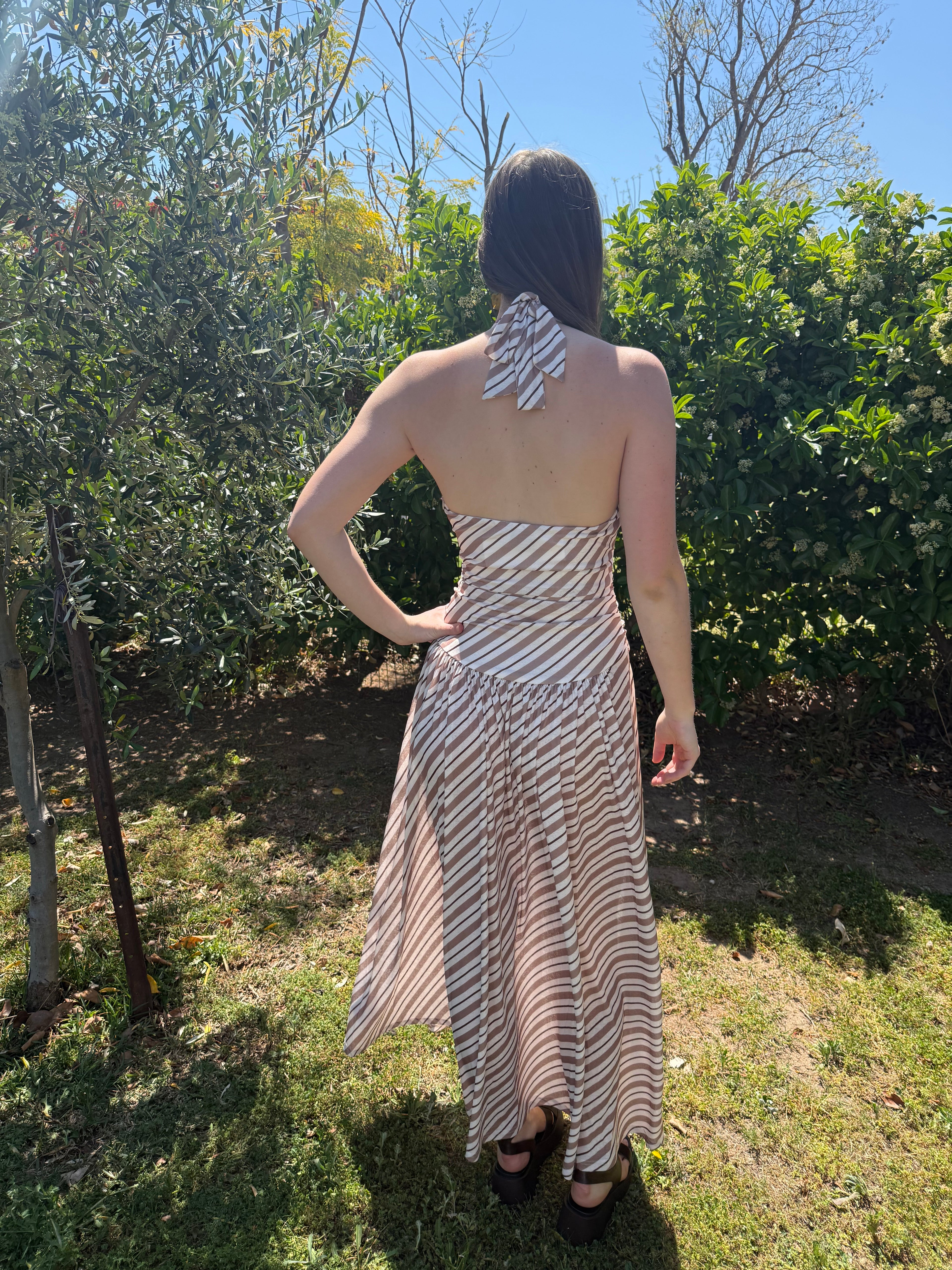 Mink pink Orielle halter mesh dress