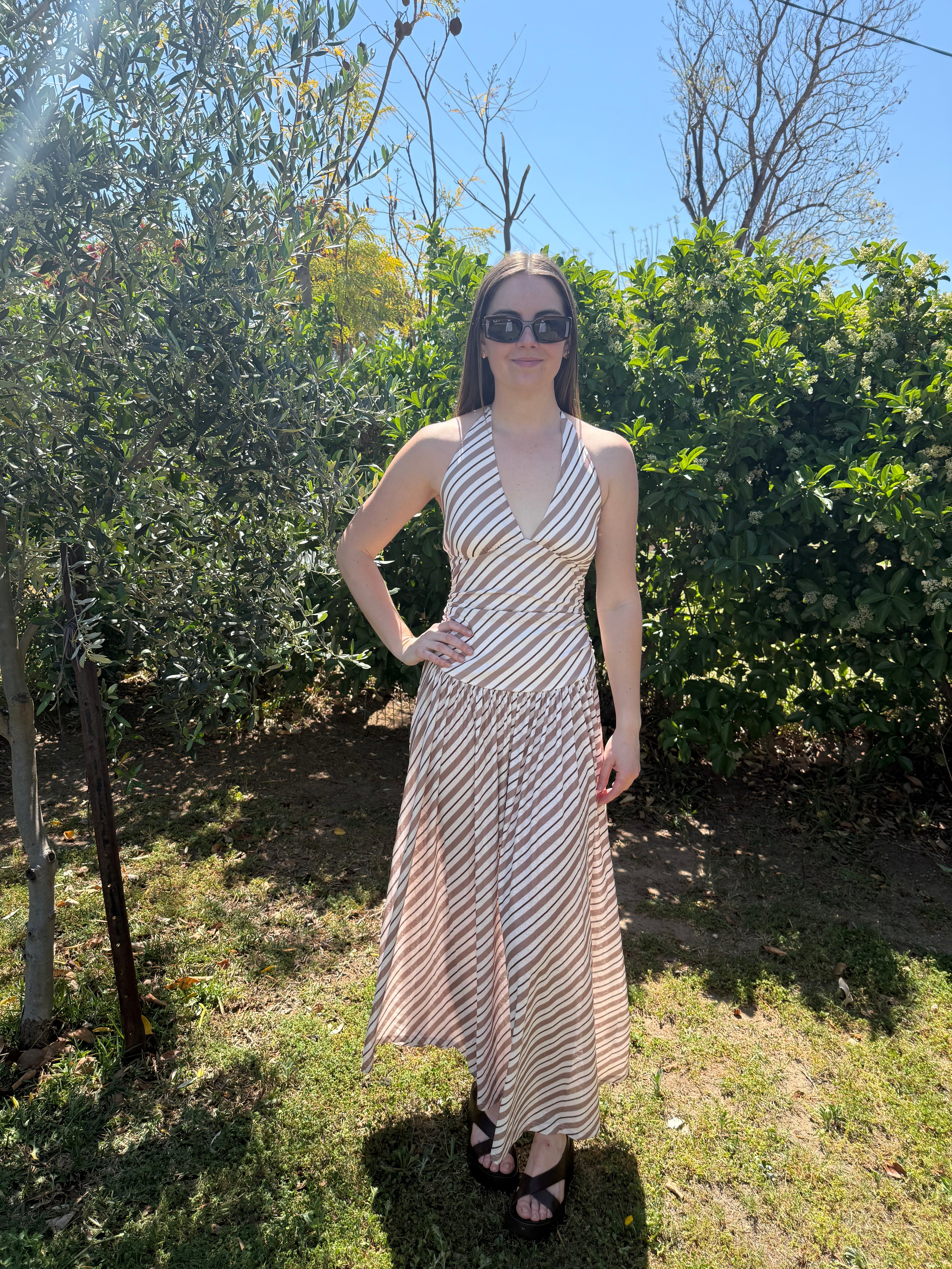 Mink pink Orielle halter mesh dress