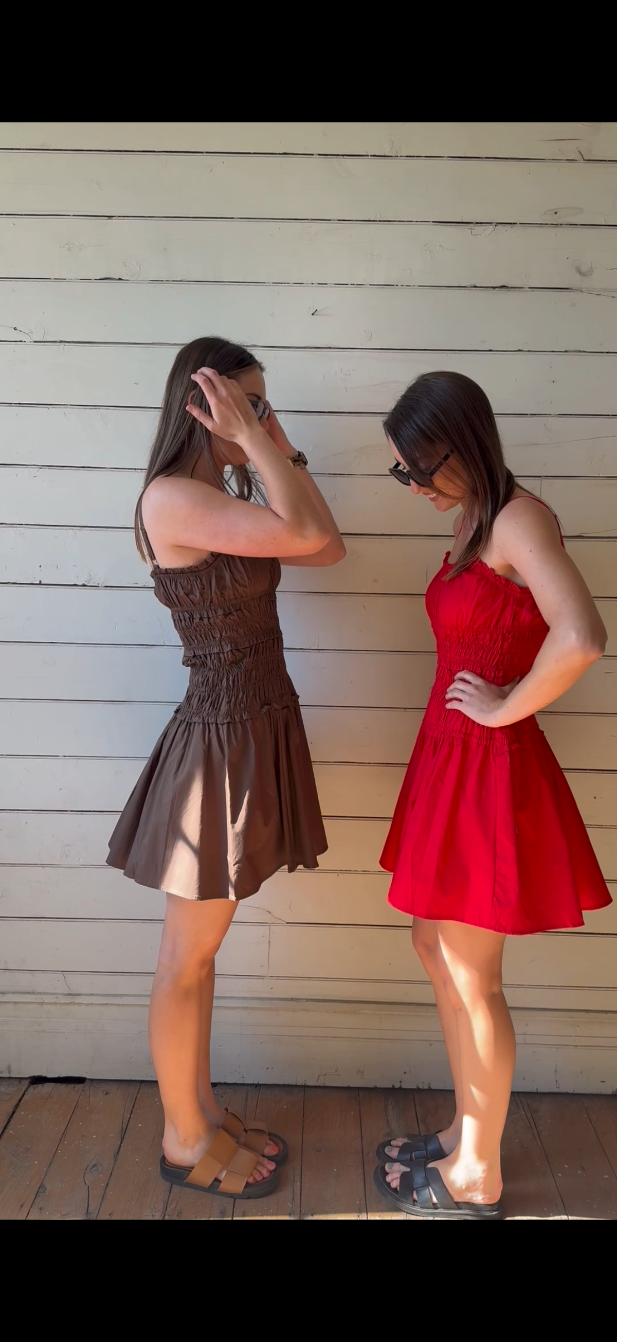 Whitecloset Shirred strappy mini dress