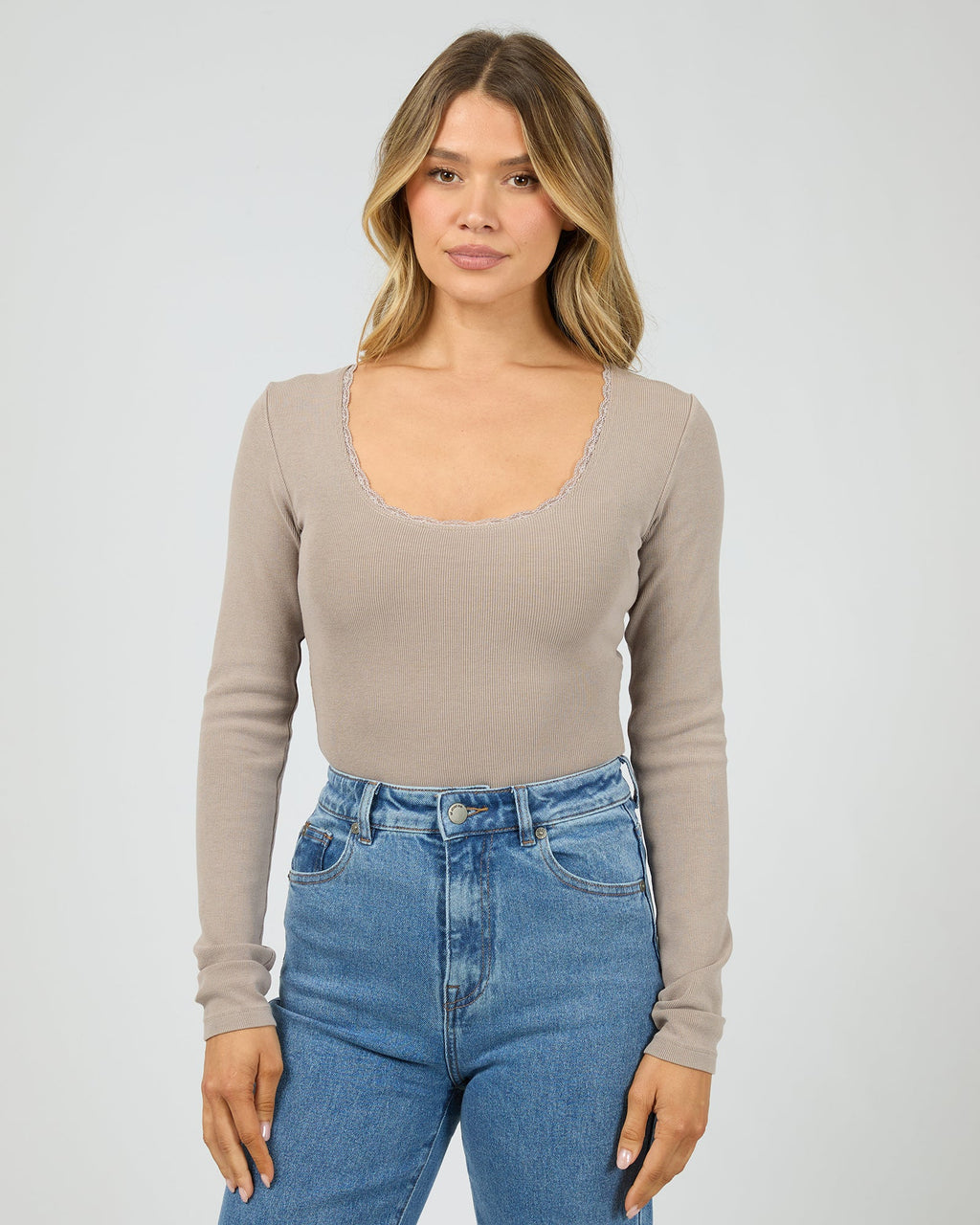 All About Eve Rib Scoop Neck L/S Tee