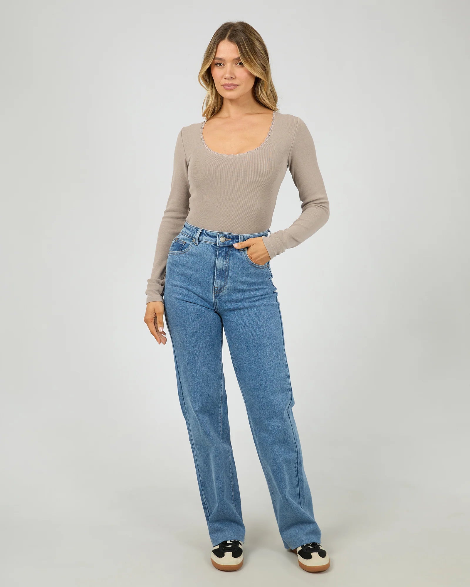 All About Eve Rib Scoop Neck L/S Tee