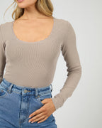 All About Eve Rib Scoop Neck L/S Tee