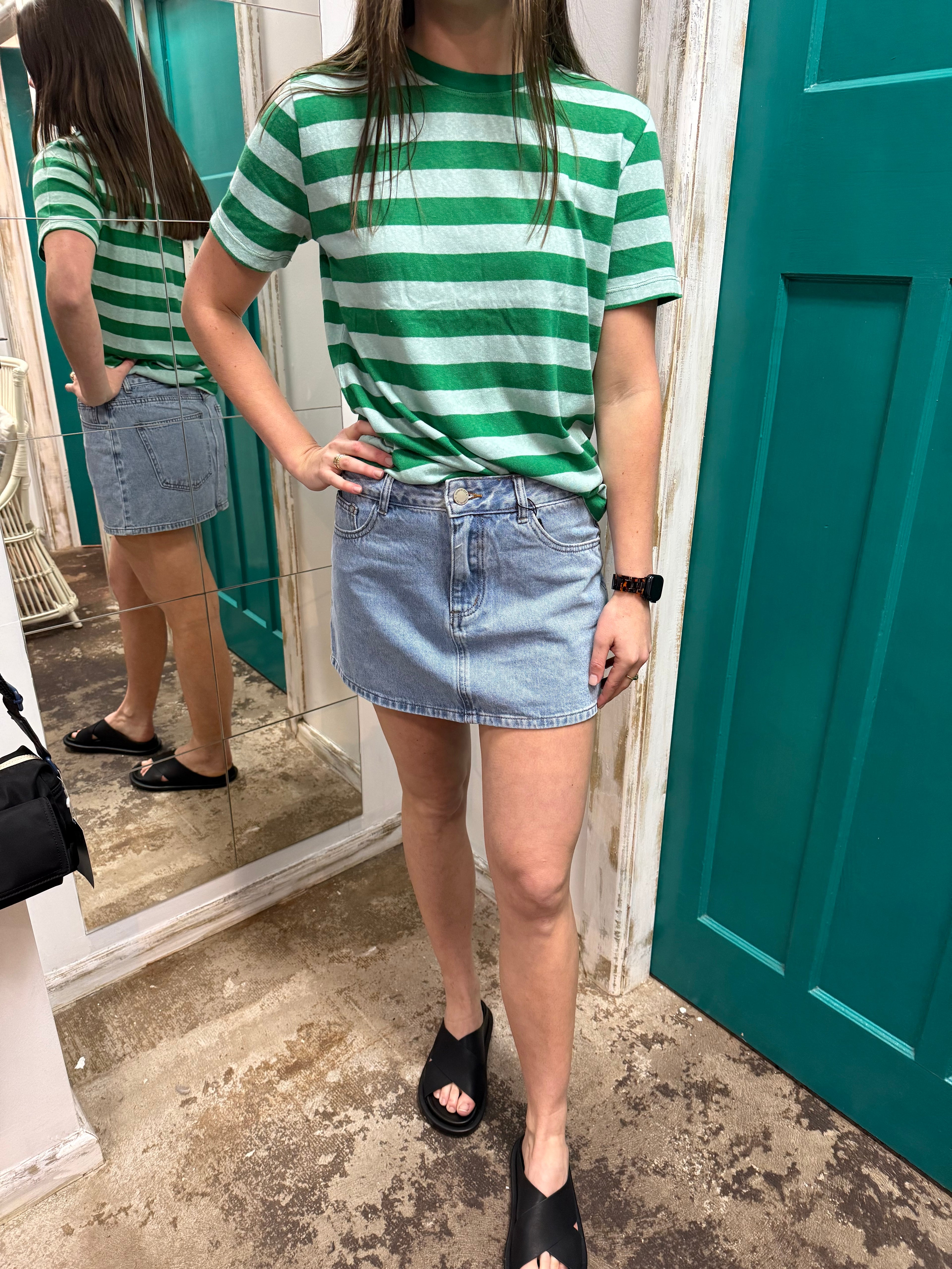 Low Rise Mini Denim Skirt
