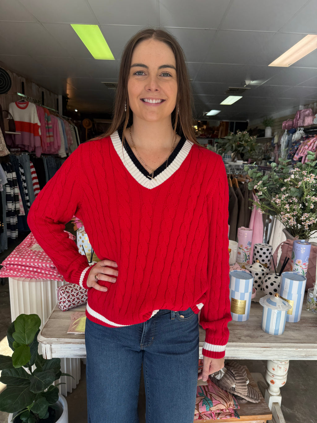 Goondiwindi Cotton Harvest V Neck Cotton Jumper