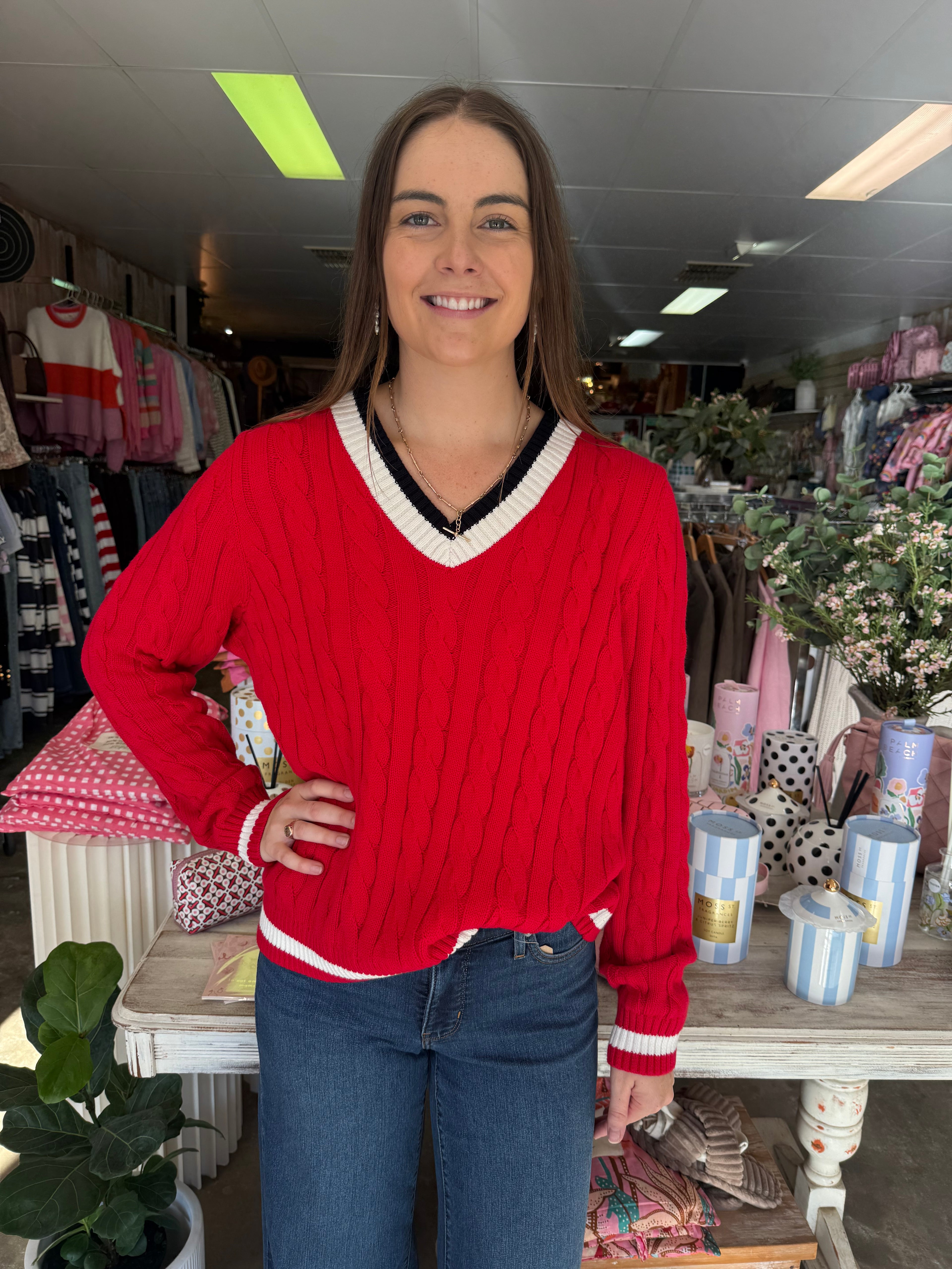 Goondiwindi Cotton Harvest V Neck Cotton Jumper
