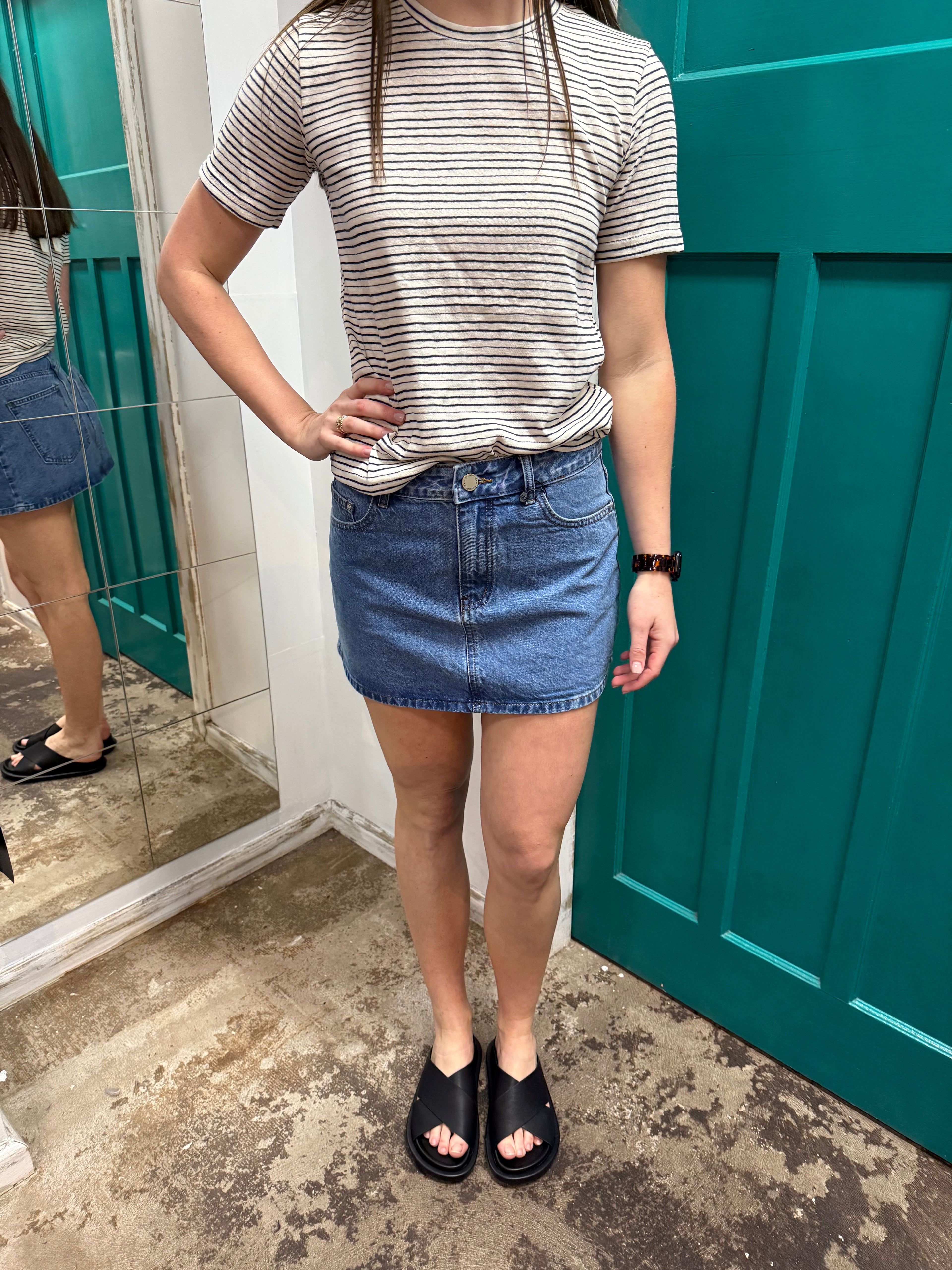 Low Rise Mini Denim Skirt