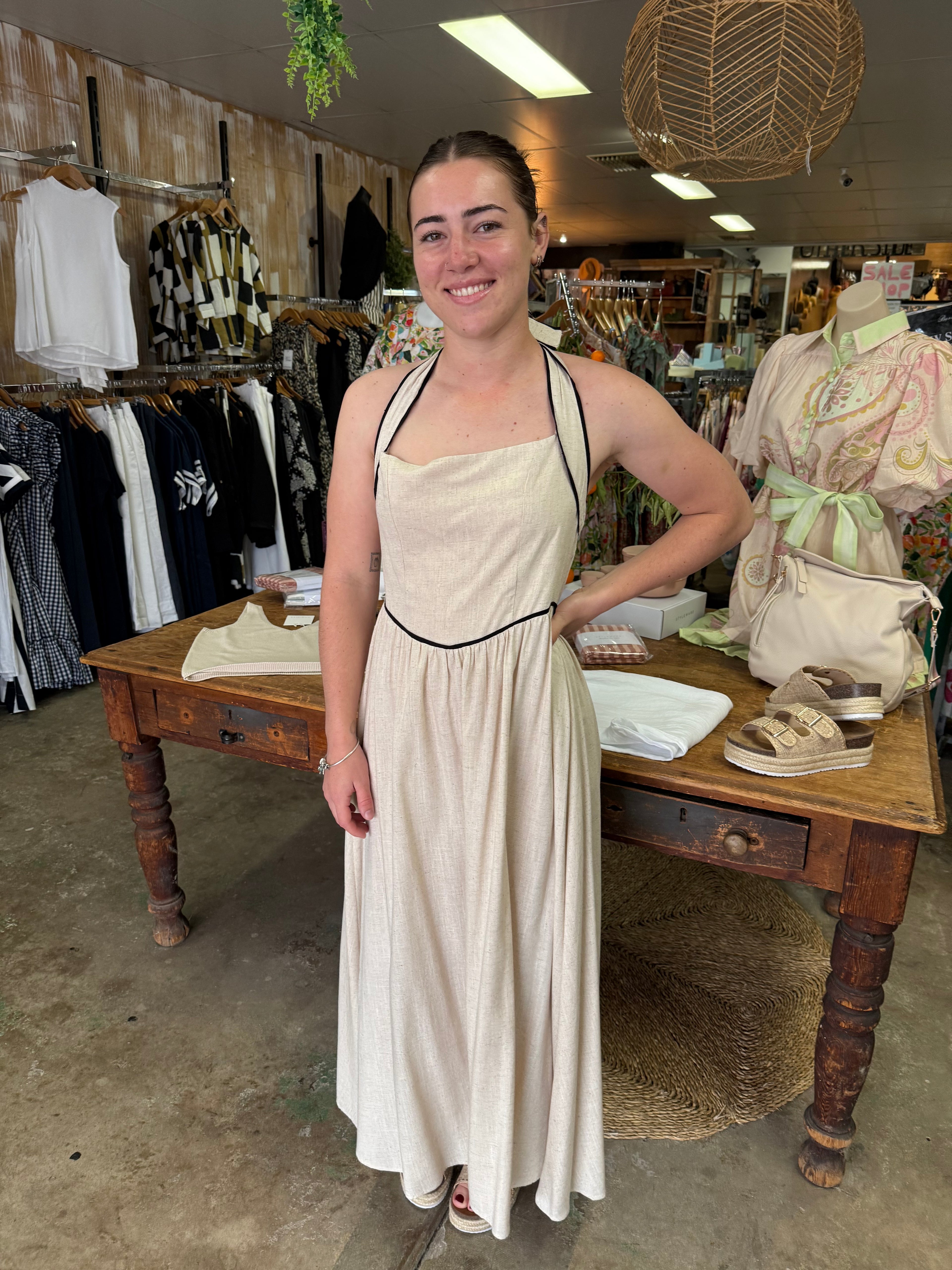 White Closet Halter Neck Maxi Dress