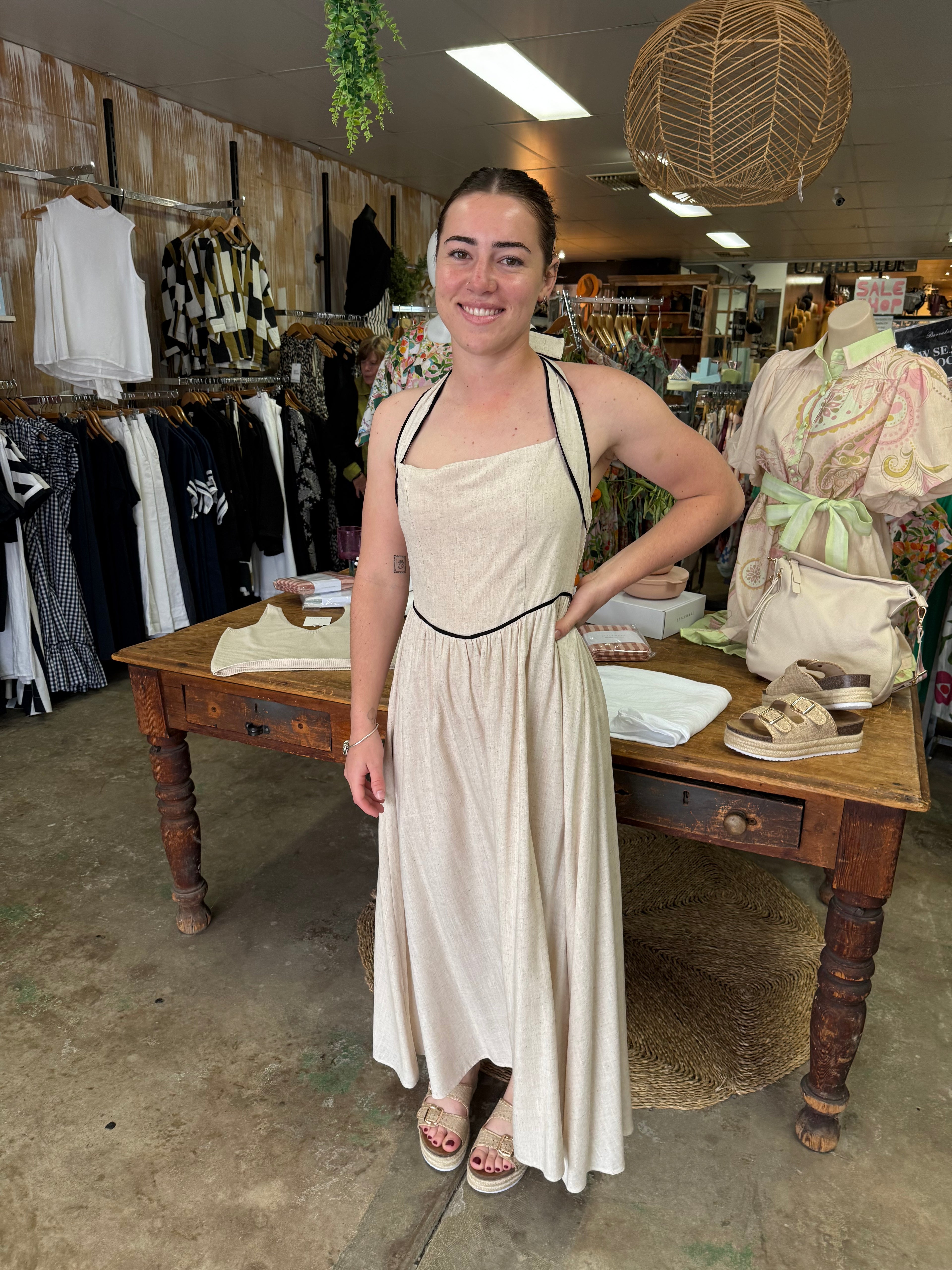 White Closet Halter Neck Maxi Dress