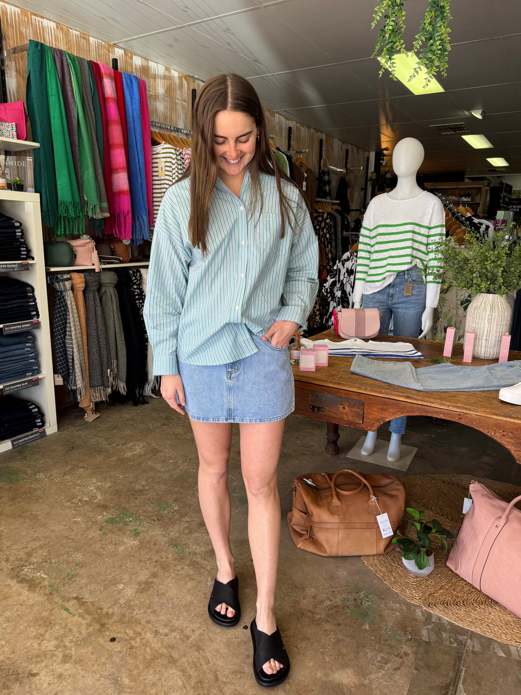 Low Rise Mini Denim Skirt