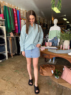 Low Rise Mini Denim Skirt