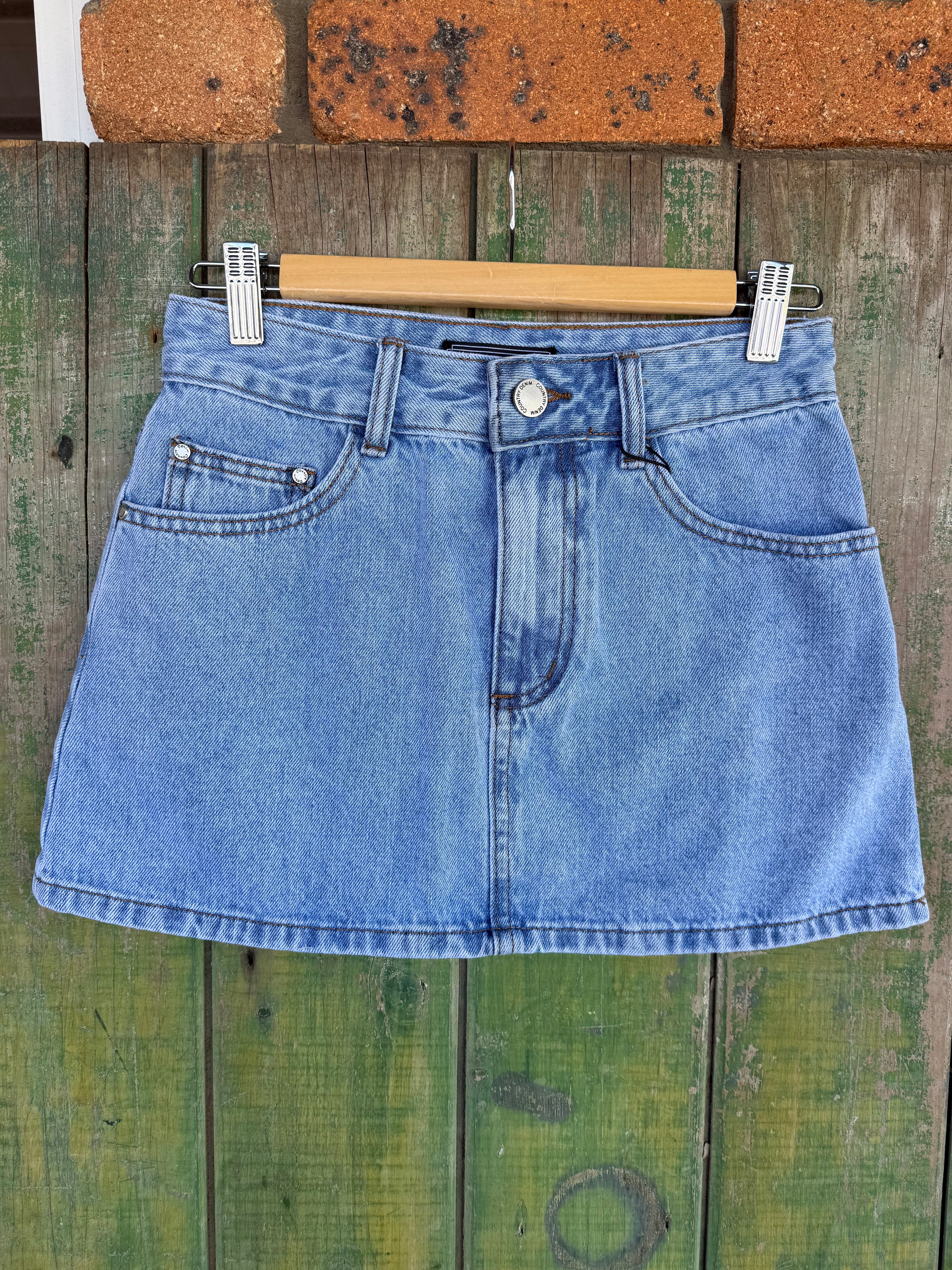 Low Rise Mini Denim Skirt