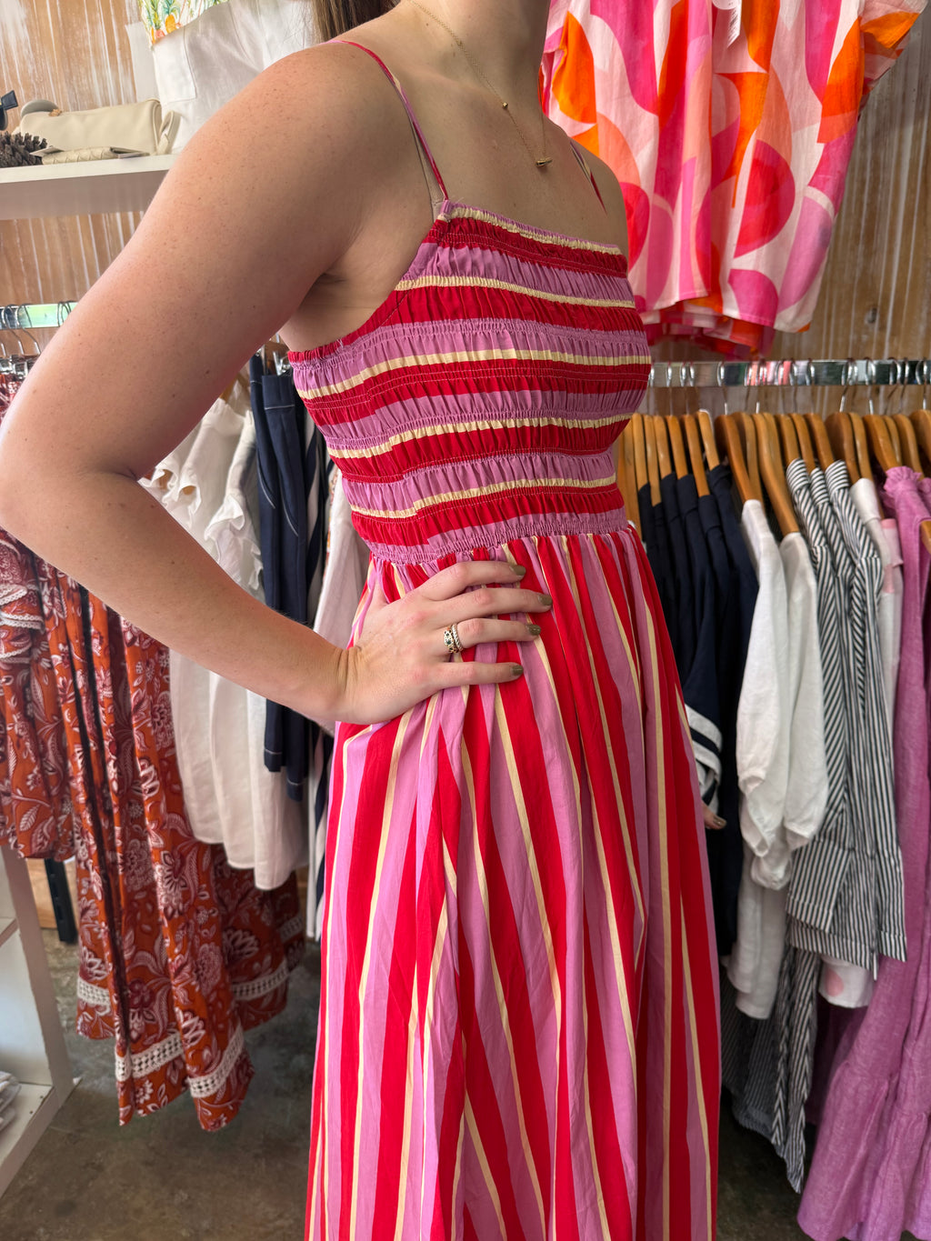 Paper Heart Renata Stripe Midi Dress