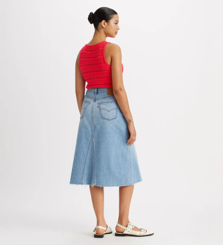 Levis high rise A-line deconstructed skirt