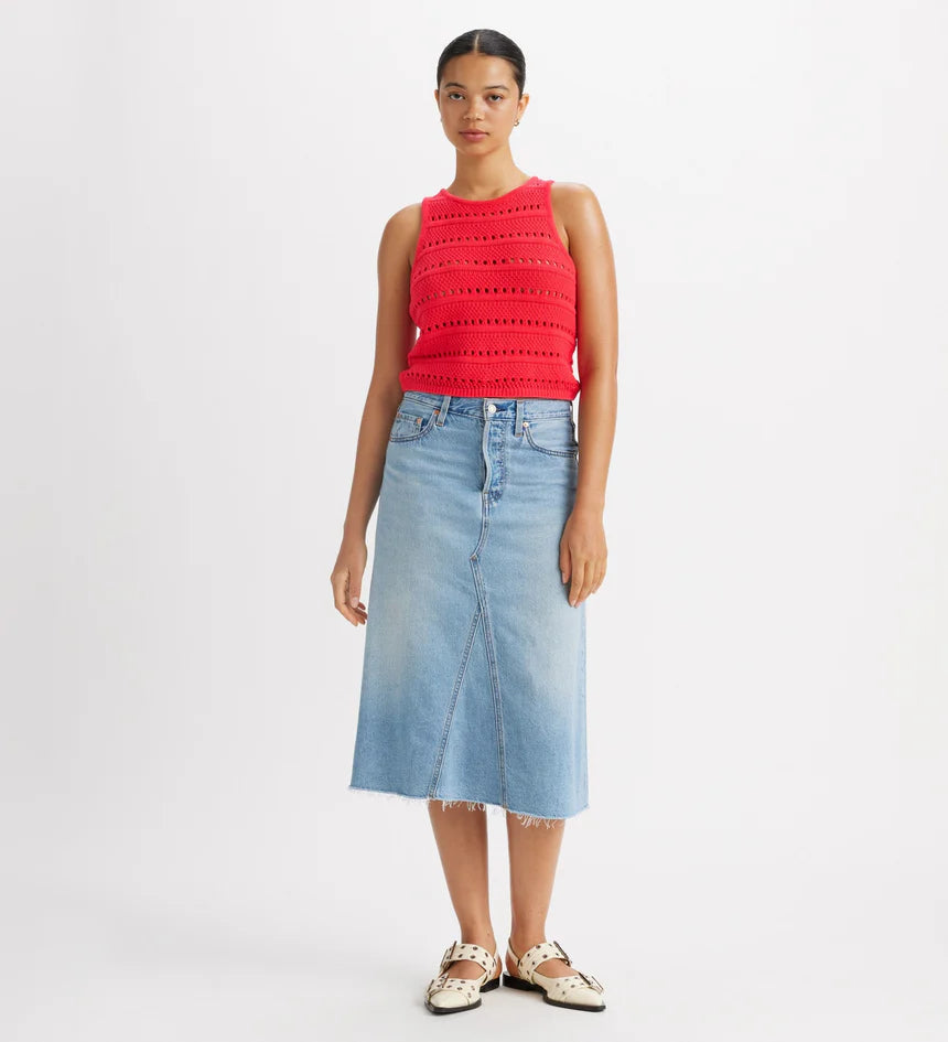Levis high rise A-line deconstructed skirt