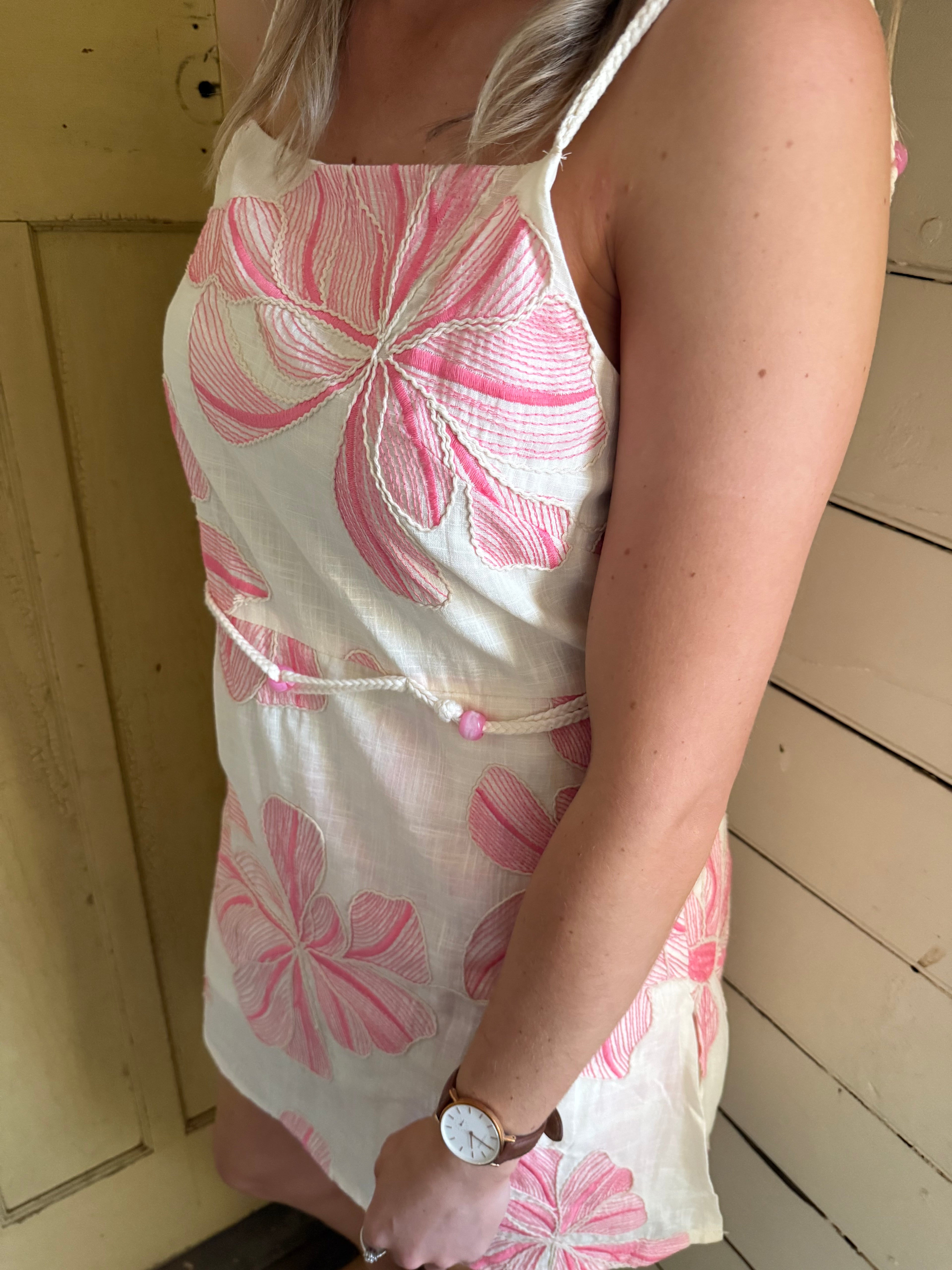 Liora pink floral Woven Playsuit