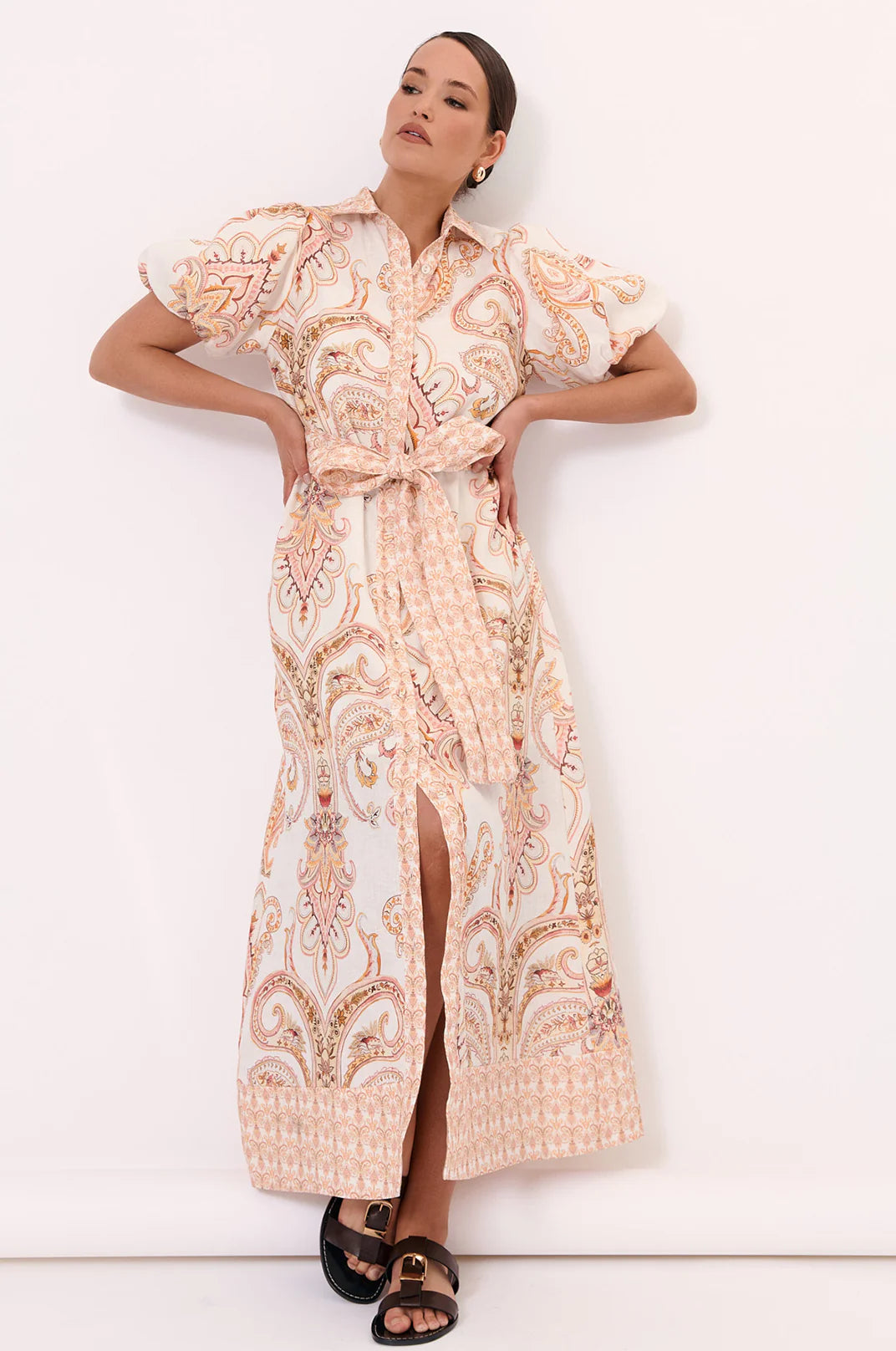 Adorne Sarafina Linen Maxi Shirt Dress
