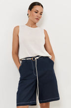Adorne Heidi contrast stitch Bermuda short
