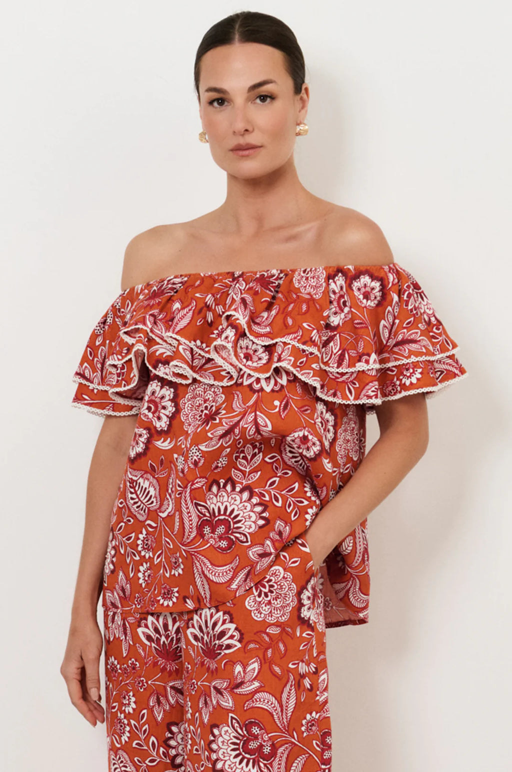 Adorne Serena frill top
