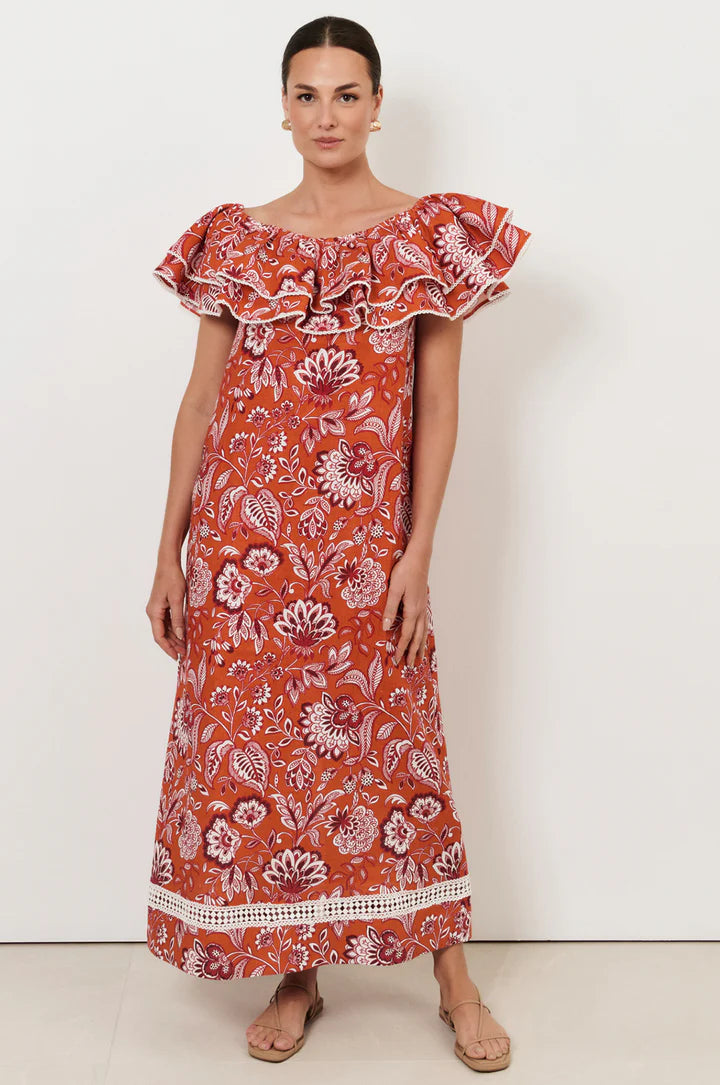 Adorne Serena Linen frill dress