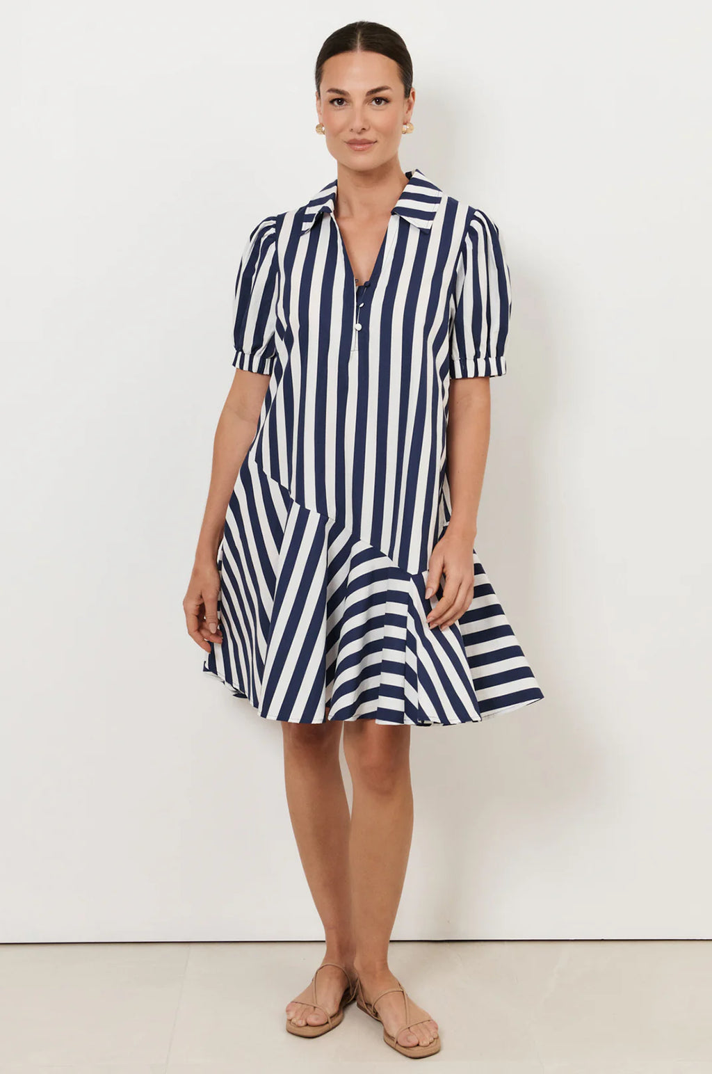 Adorne Bee asymmetric drop waist short dress