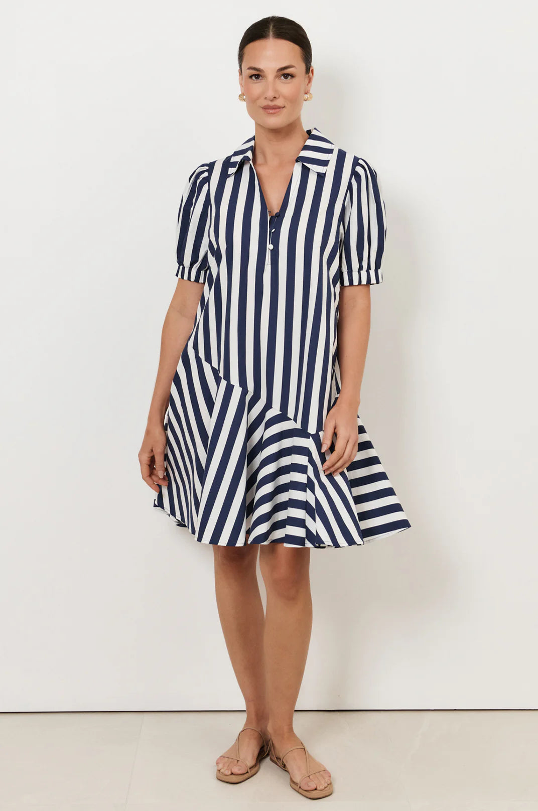 Adorne Bee asymmetric drop waist short dress