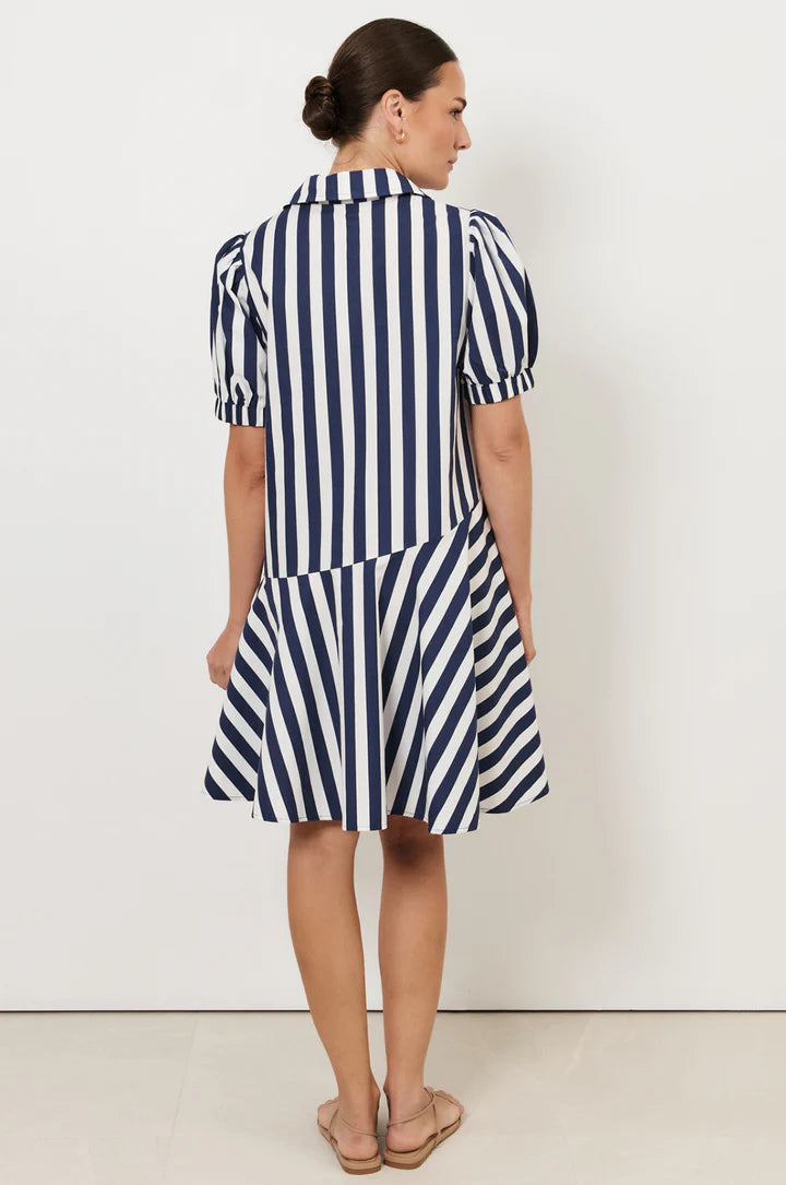 Adorne Bee asymmetric drop waist short dress