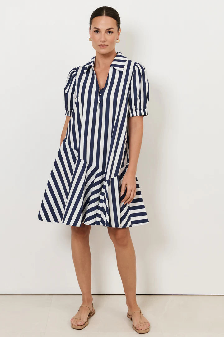 Adorne Bee asymmetric drop waist short dress