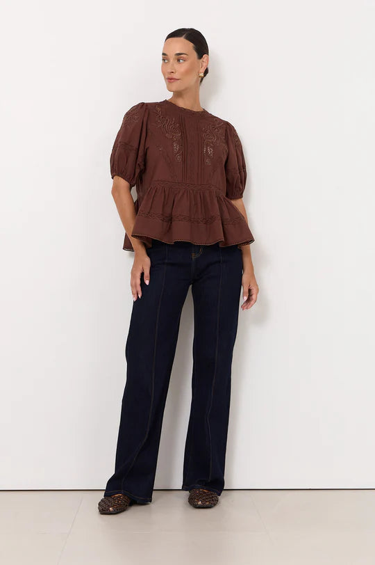 Adorne Ophelia Boho Peplum Top