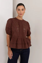 Adorne Ophelia Boho Peplum Top