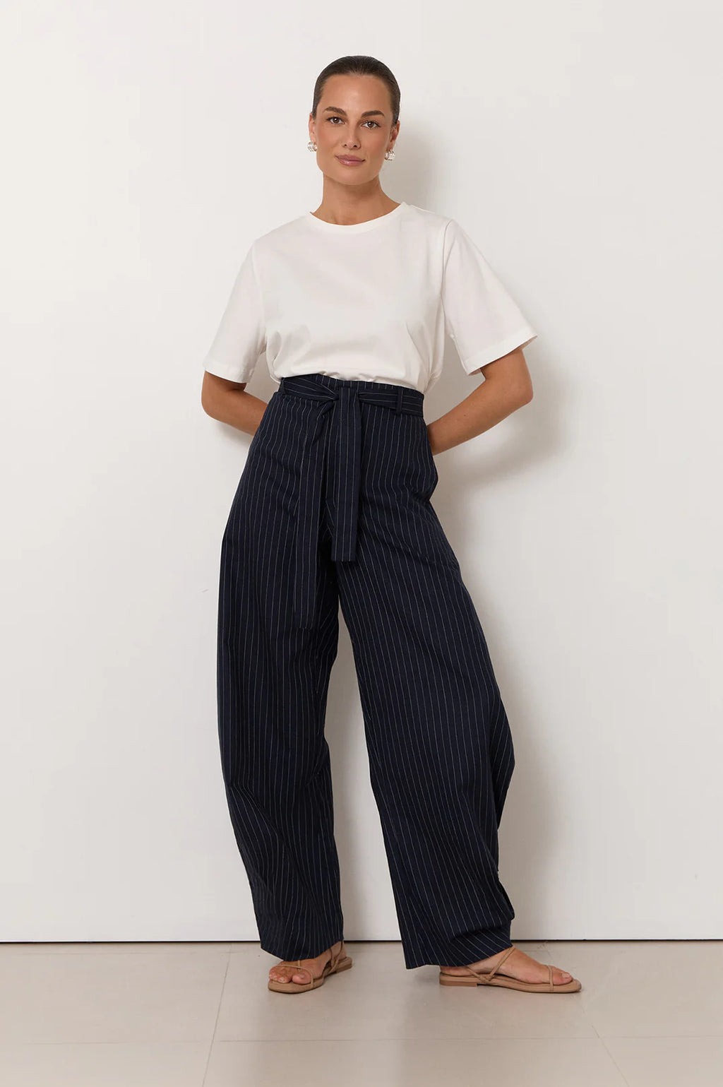 Adorne Audrey Pinstripe Tapered Pant
