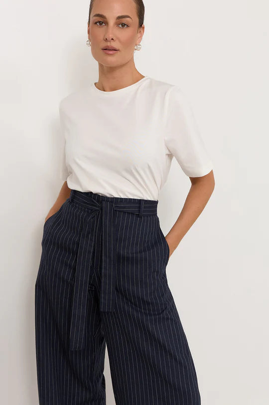 Adorne Audrey Pinstripe Tapered Pant