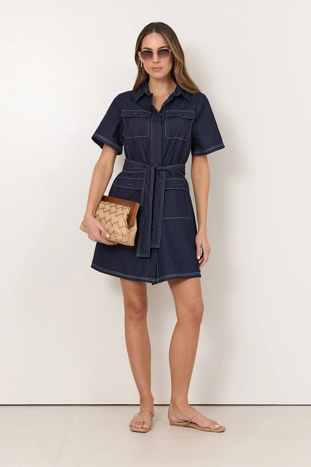 Adorne Erin Lightweight Denim Shirt Dress