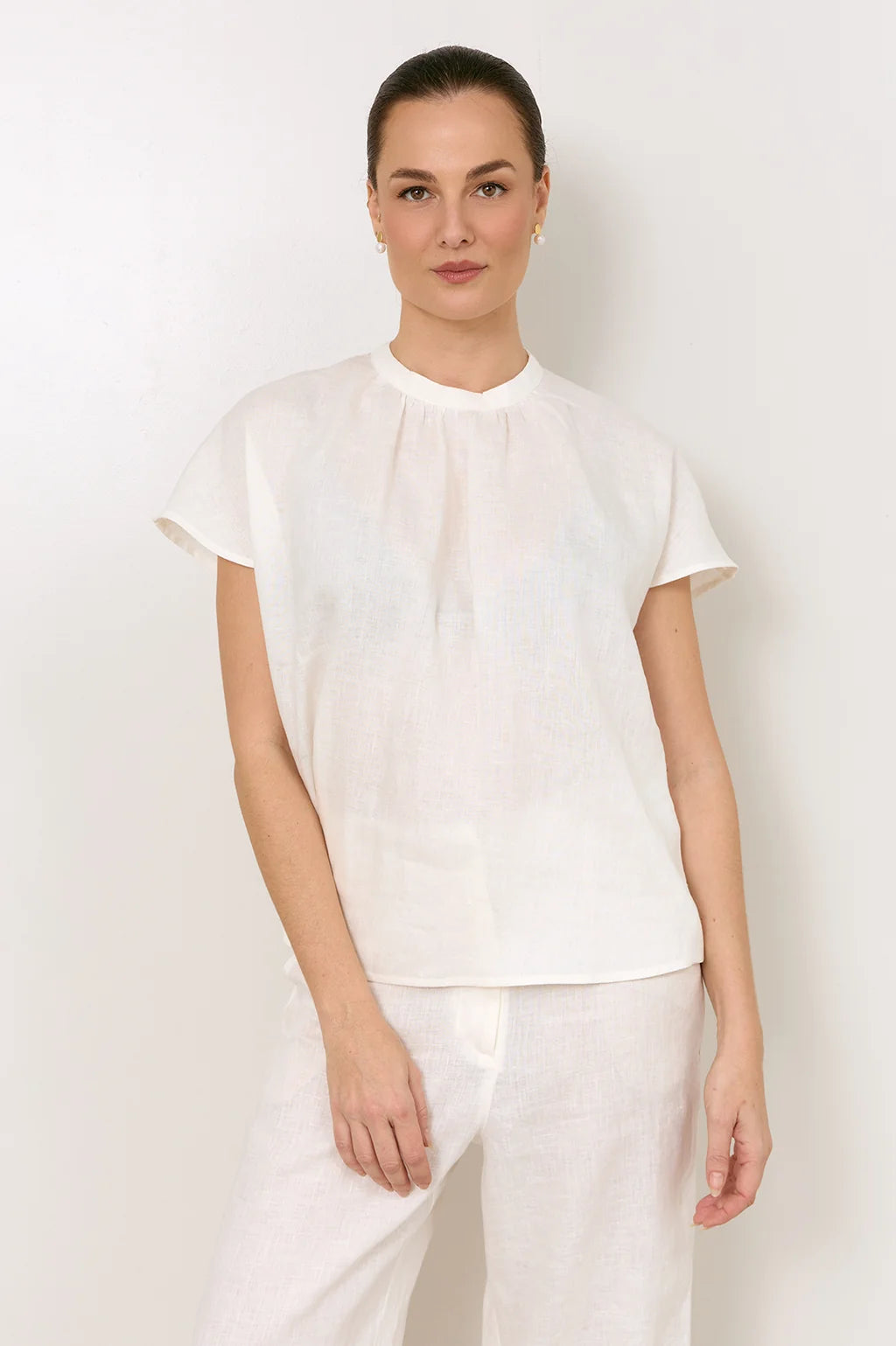 Adorne Alice Dolman Short Sleeve Linen Top