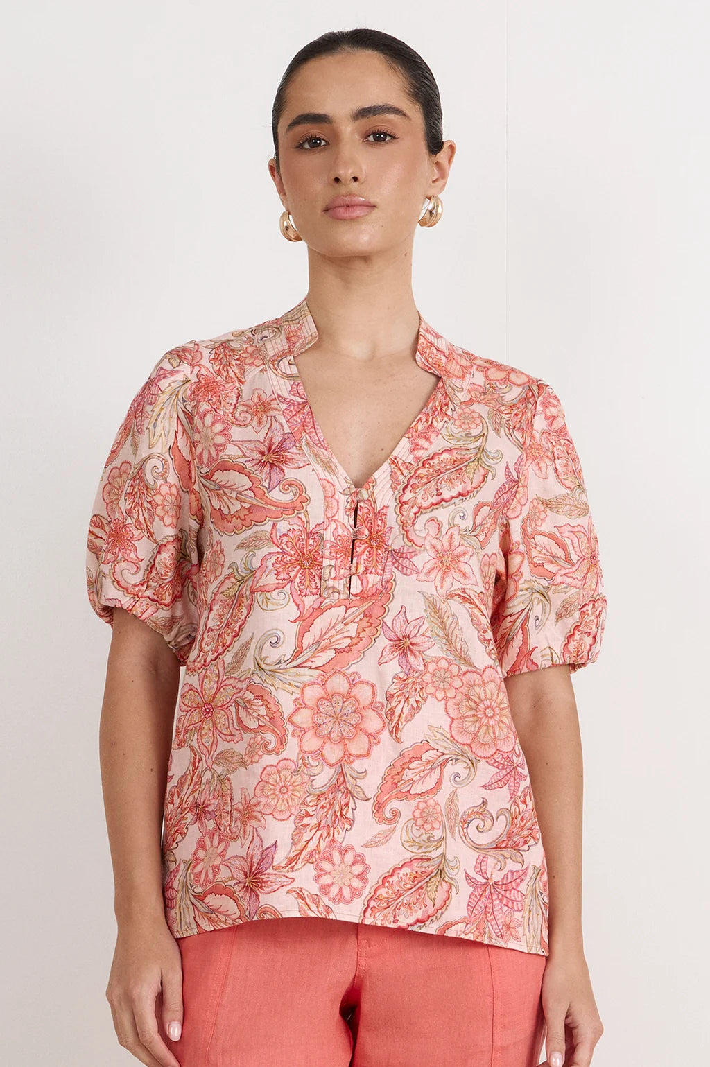 Adorne Jenette Linen Top