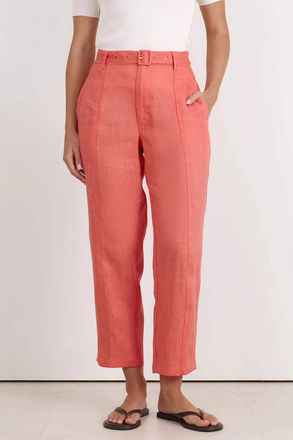 Adorne Tiffany Cropped Linen Pants