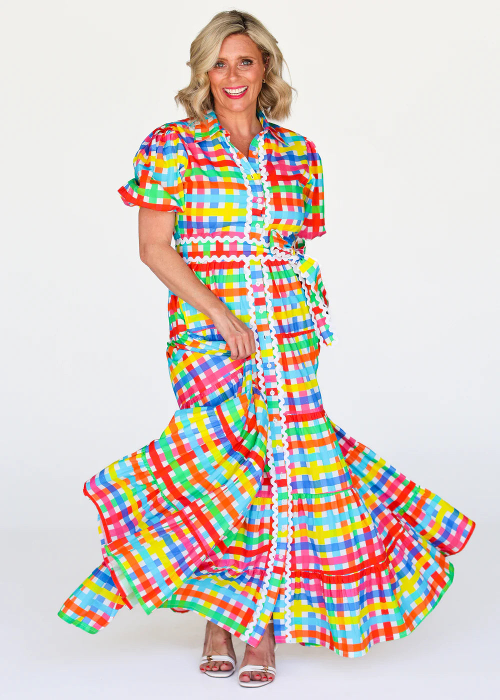 LIV & MILLY Alice Neon Gingham Dress
