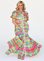 LIV & MILLY Alice Neon Gingham Dress