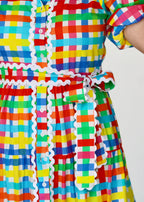 LIV & MILLY Alice Neon Gingham Dress