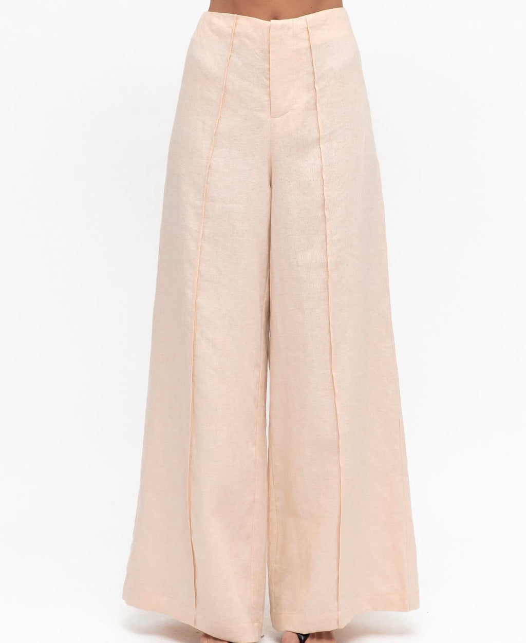 White Closet Linen Pant with Front Seam