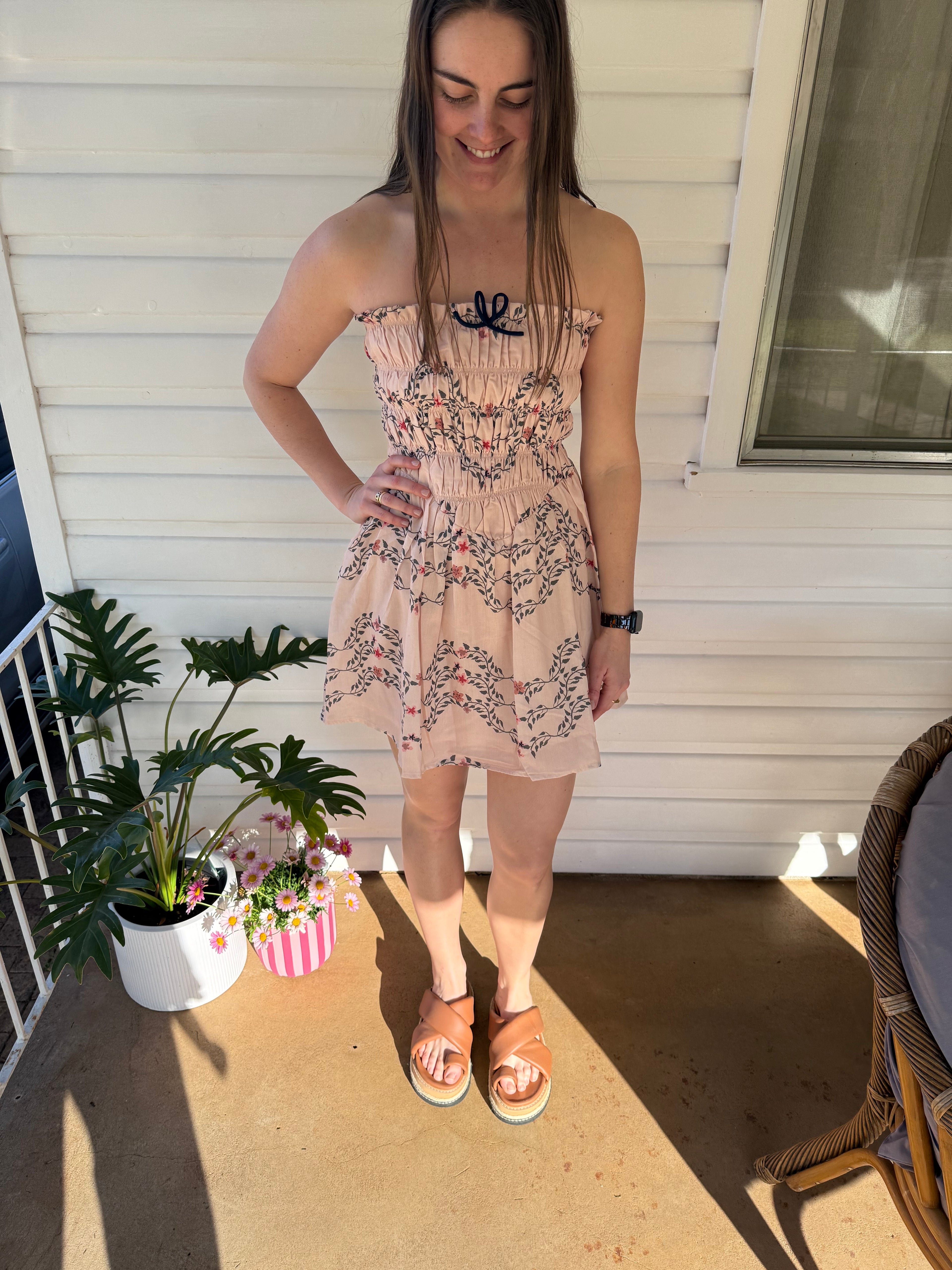 Strapless midi dress