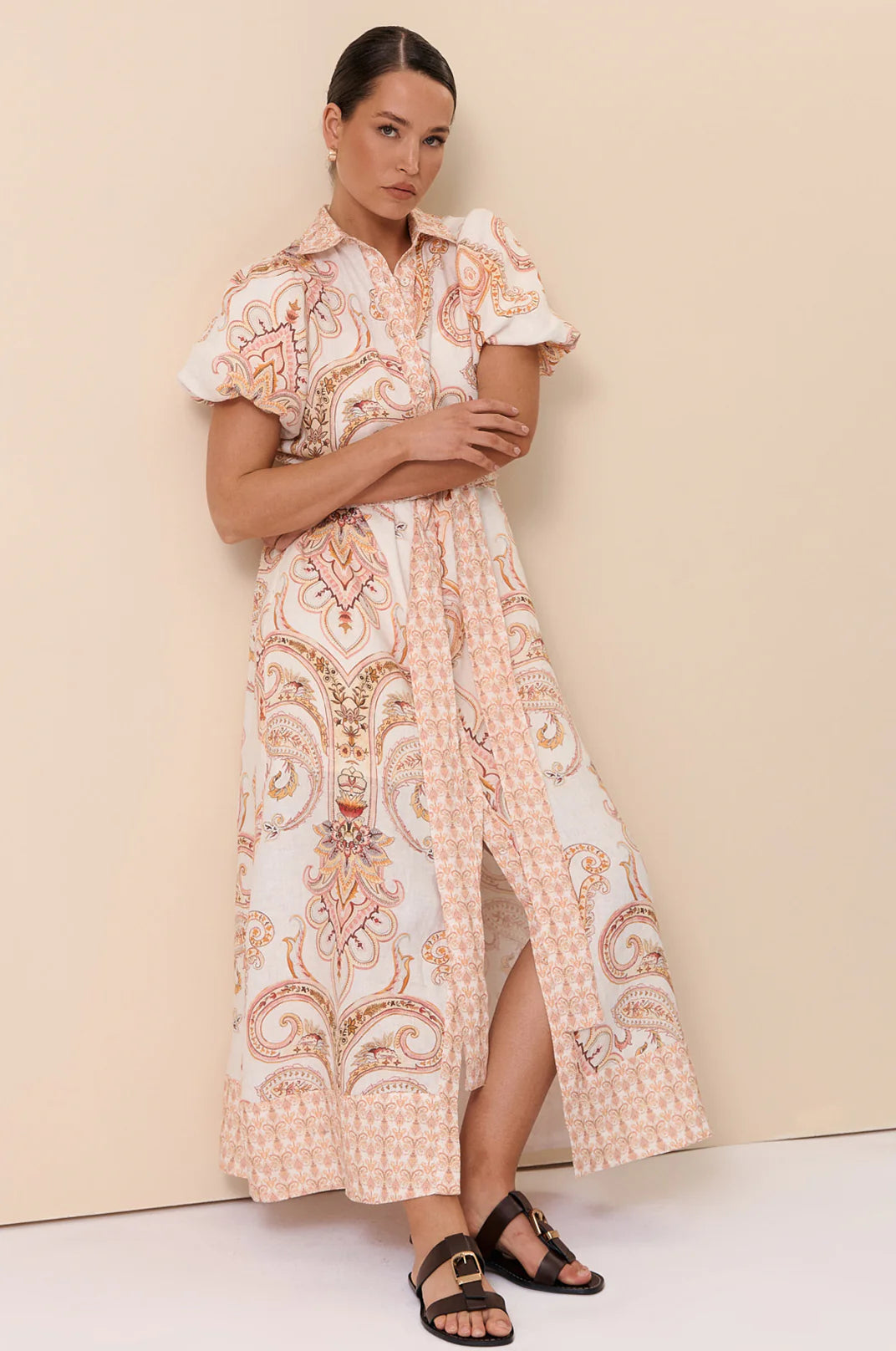 Adorne Sarafina Linen Maxi Shirt Dress