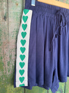 Ebby and I Green heart embroidered Navy short