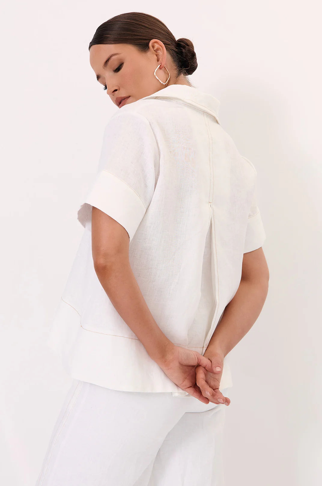 Adorne Solace Contrast Stitch Linen Top