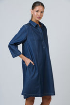 Naturals 3/4 Sleeve Collared A Line Dress
