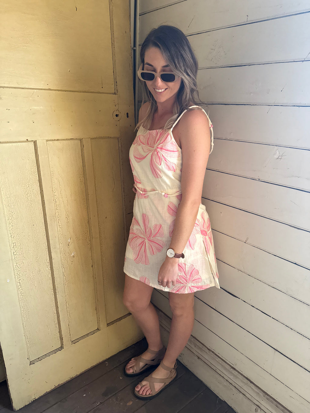 Liora pink floral Woven Playsuit