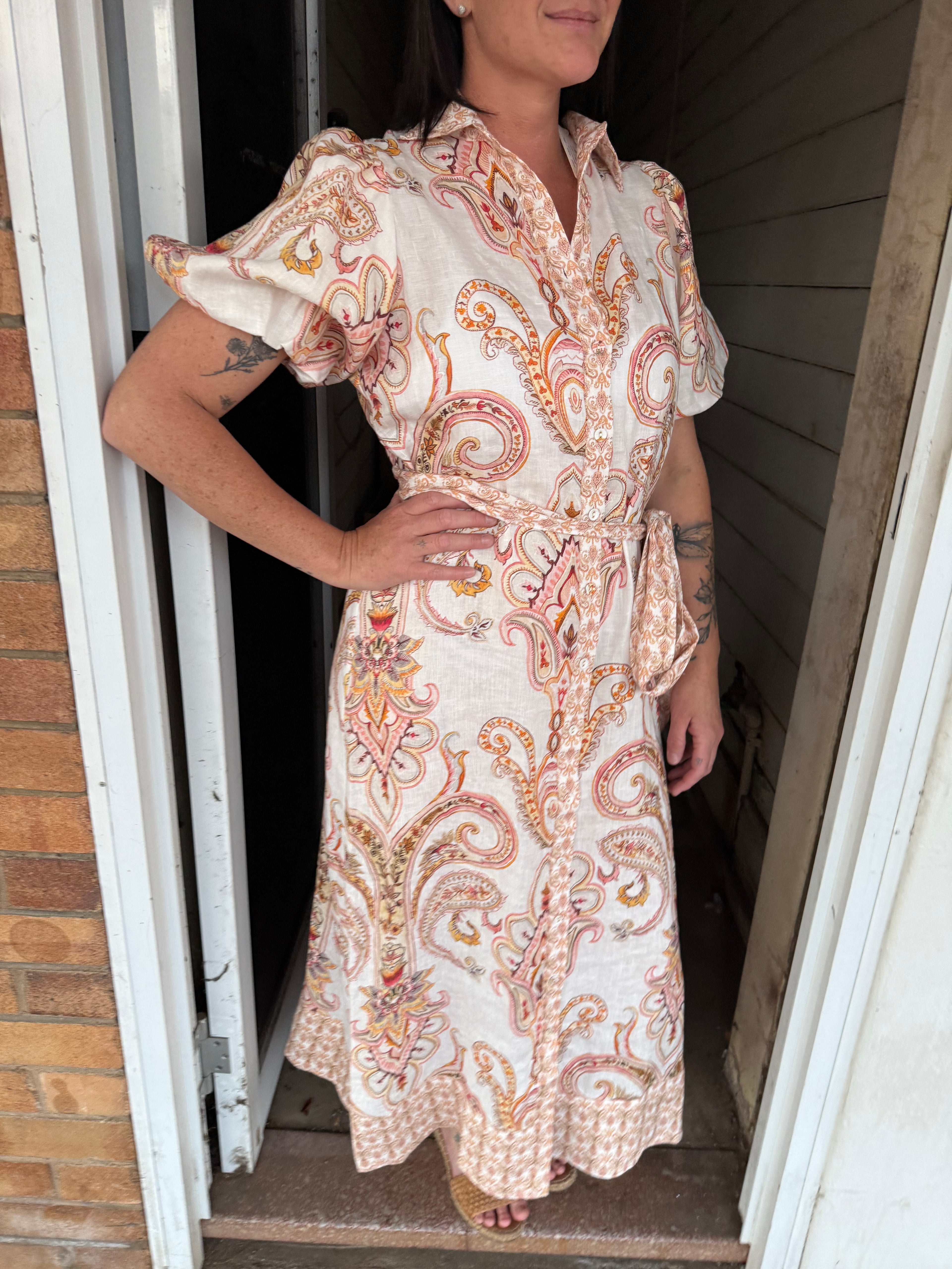 Adorne Sarafina Linen Maxi Shirt Dress