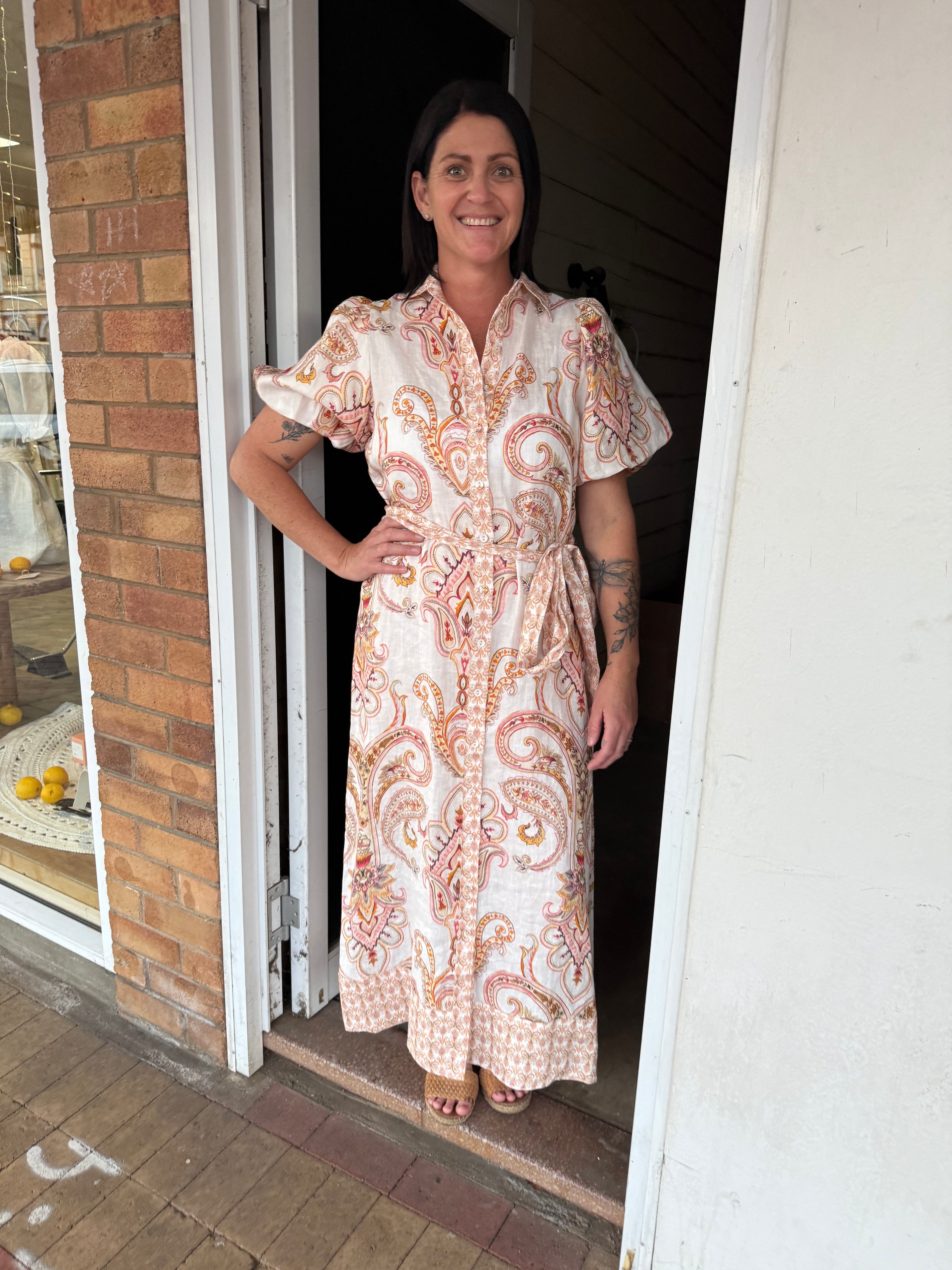 Adorne Sarafina Linen Maxi Shirt Dress